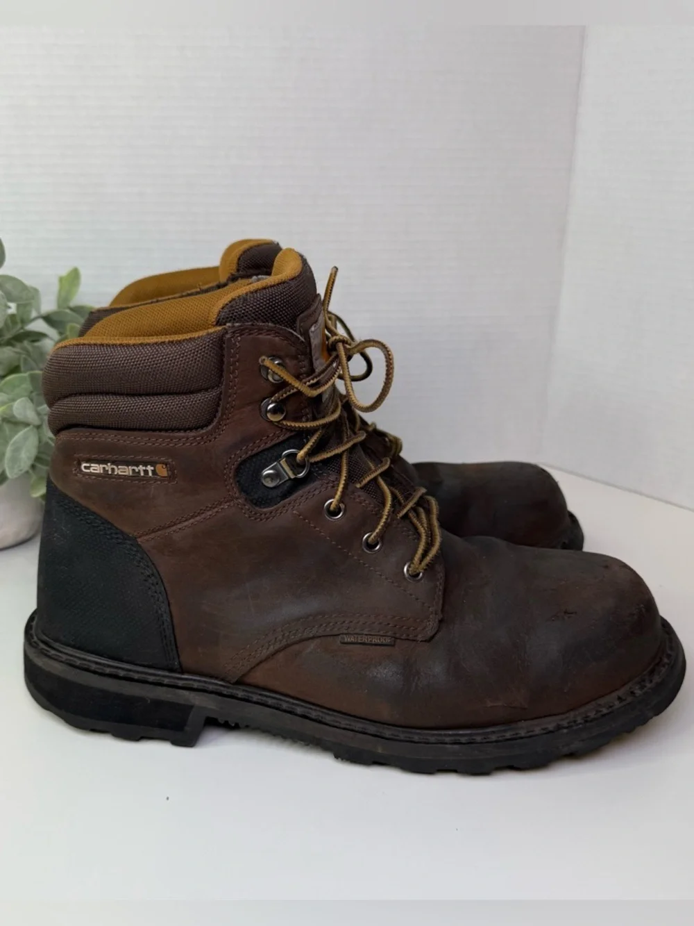 Carhartt CMW6273 Size 10W Brown Leather Waterproof Classic Men's Work Boots